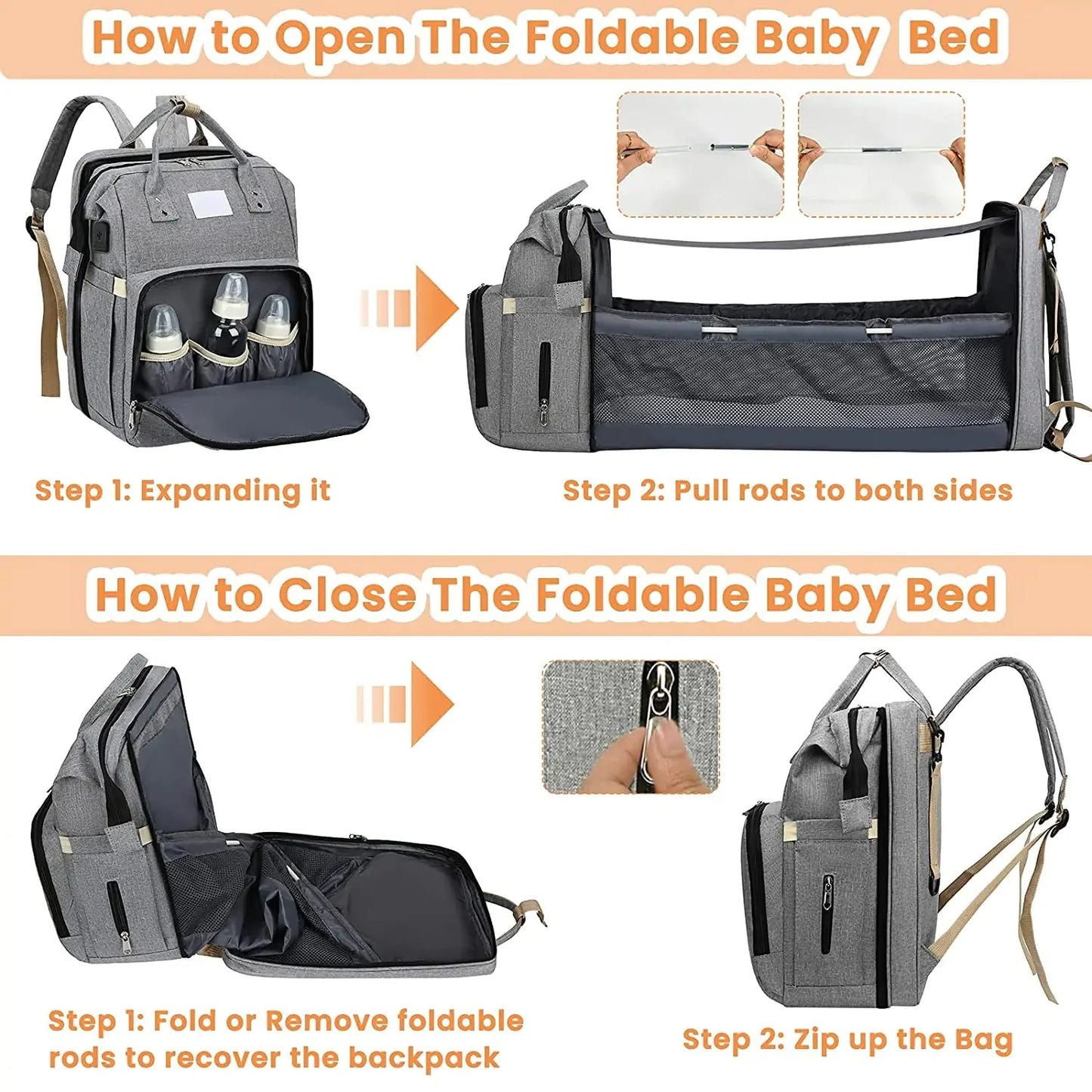 Cama portátil para bebés para viajar y en casa