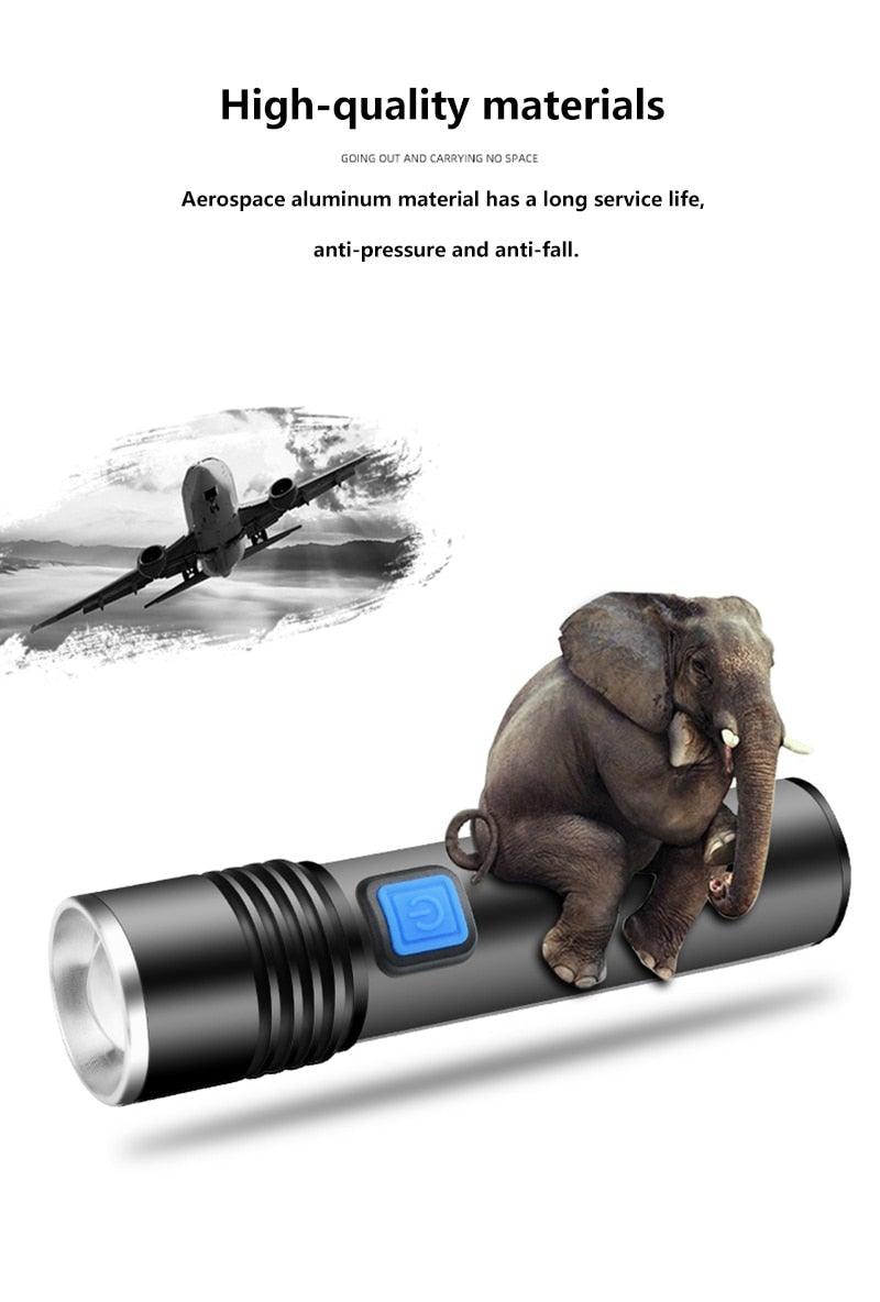 2000 Lumen Rechargeable LED Flashlight with Adjustable Focus - Waterproof Mini Torch for Outdoor Adventures - Korvel