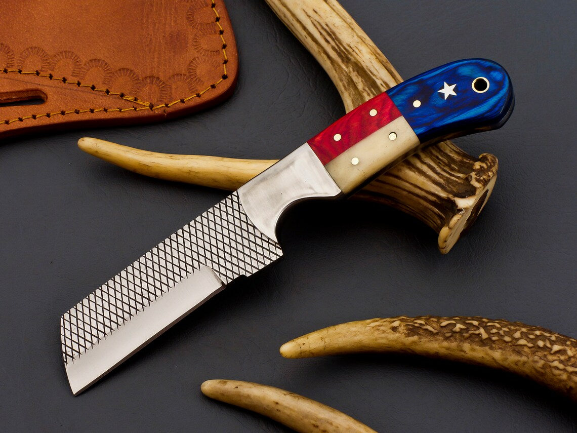 Texas Flag Bull Cutter Knife Sheath - Custom Handmade Excellence - Korvel