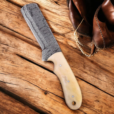 8" Handmade Damascus Steel Bull Castrator Knife – Precision Tool - Korvel