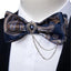 Elegant Gold and Black Pattern Silk Bowtie Set for Men