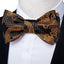 Elegant Gold and Black Pattern Silk Bowtie Set for Men