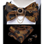 Elegant Gold and Black Pattern Silk Bowtie Set for Men