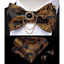 Elegant Gold and Black Pattern Silk Bowtie Set for Men