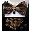 Elegant Gold and Black Pattern Silk Bowtie Set for Men
