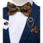 Elegant Gold and Black Pattern Silk Bowtie Set for Men