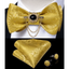 Elegant Gold and Black Pattern Silk Bowtie Set for Men