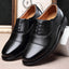 Business formal men's three pointed captain standard leather shoes, security black casual shoes - Korvel
