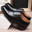Business formal men's three pointed captain standard leather shoes, security black casual shoes - Korvel