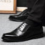 Business formal men's three pointed captain standard leather shoes, security black casual shoes - Korvel
