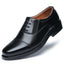 Business formal men's three pointed captain standard leather shoes, security black casual shoes - Korvel