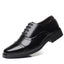Business formal men's three pointed captain standard leather shoes, security black casual shoes - Korvel