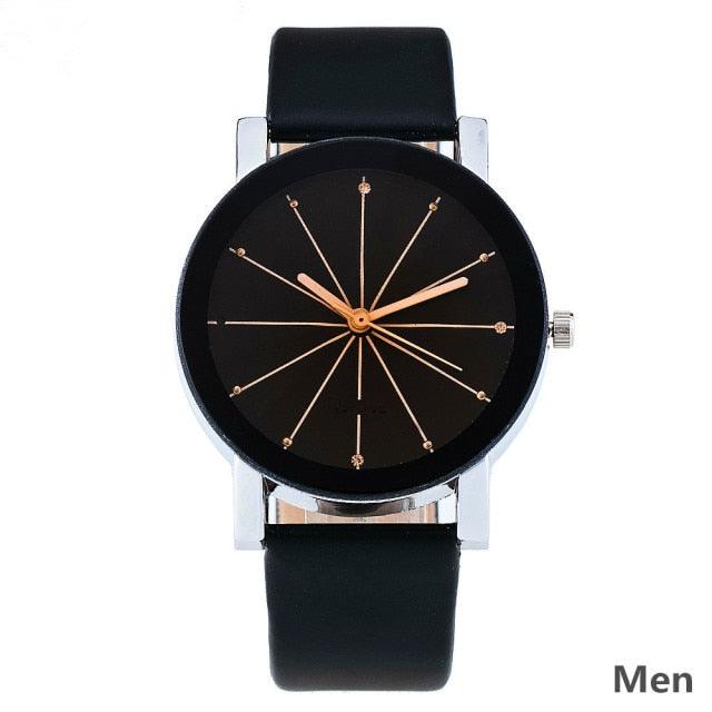 Montre Quartz de Luxe pour Couples avec Rhinestones - Montre en Cuir Élégante