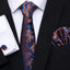 Luxury Men's Silk Necktie and Cufflinks Set with Handkerchief - Elegant Floral Design for Weddings and Casual Wear - Korvel