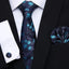 Luxury Men's Silk Necktie and Cufflinks Set with Handkerchief - Elegant Floral Design for Weddings and Casual Wear - Korvel