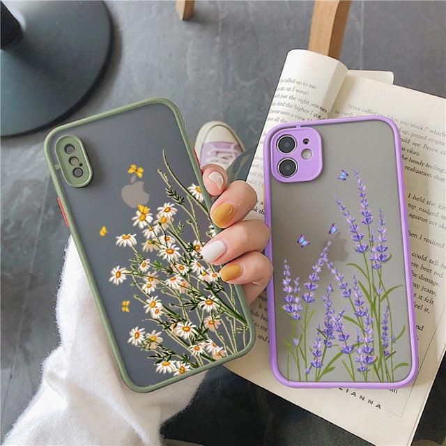 Butterfly Lavender Flower Phone Case for iPhone 13 Mini & 14 Pro Max