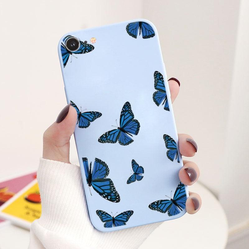 Coque de téléphone mobile tendance avec motif papillon pour iPhone 7/8/SE