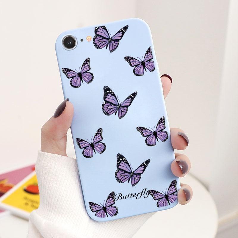 Coque de téléphone mobile tendance avec motif papillon pour iPhone 7/8/SE