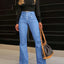 Button Fly High Waist Flare Jeans - Korvel