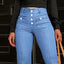 Button Fly High Waist Flare Jeans - Korvel