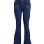 Button Fly High Waist Flare Jeans - Korvel