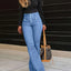 Button Fly High Waist Flare Jeans - Korvel