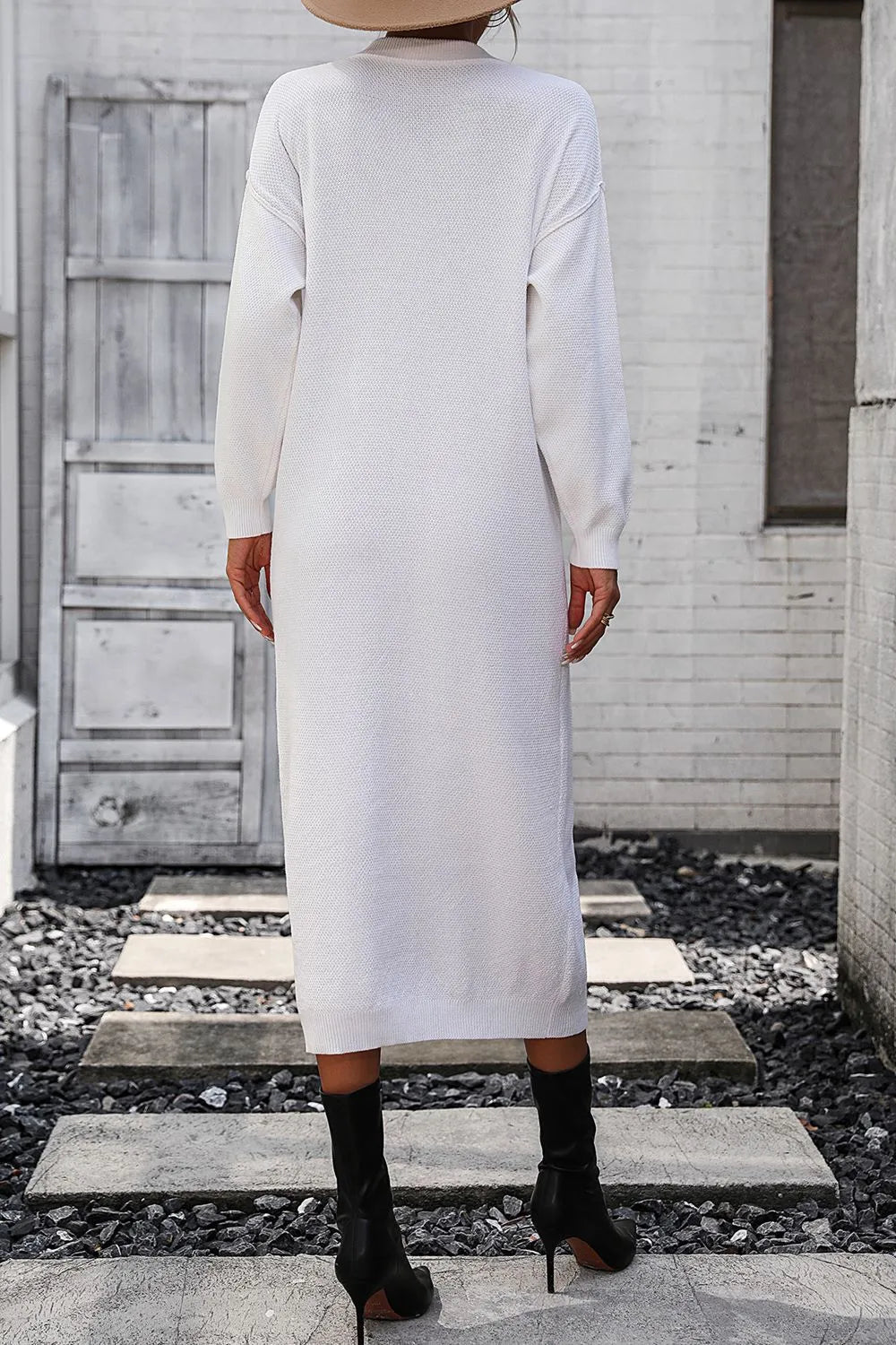 Button knit sweater dress fashionable temperament commuting women's sweater women - Korvel