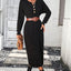 Button knit sweater dress fashionable temperament commuting women's sweater women - Korvel