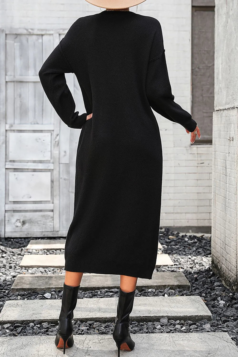 Button knit sweater dress fashionable temperament commuting women's sweater women - Korvel