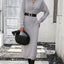 Button knit sweater dress fashionable temperament commuting women's sweater women - Korvel