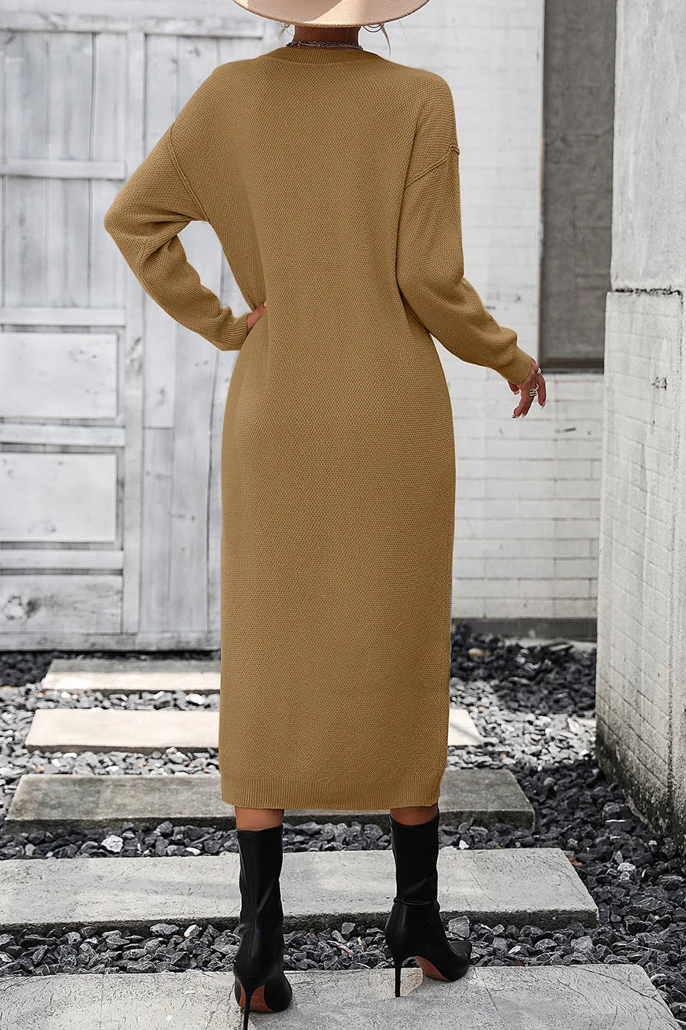 Button knit sweater dress fashionable temperament commuting women's sweater women - Korvel