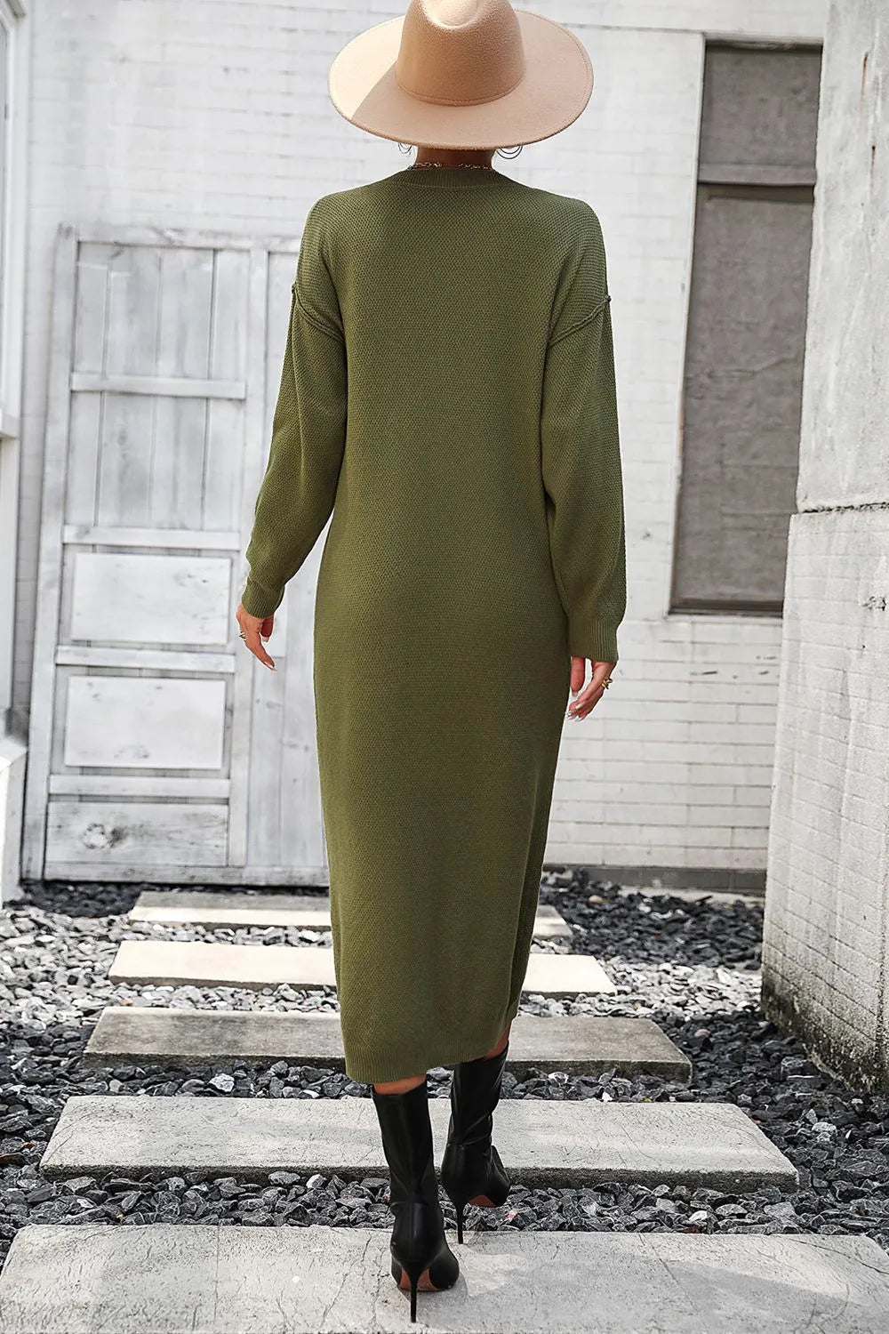 Button knit sweater dress fashionable temperament commuting women's sweater women - Korvel