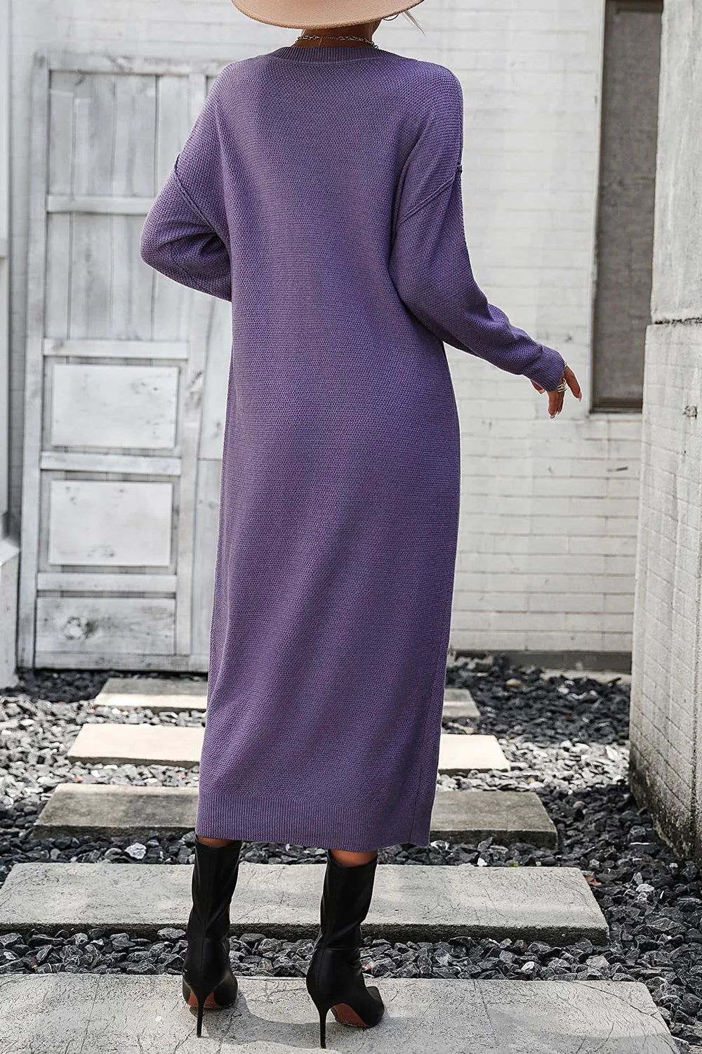 Button knit sweater dress fashionable temperament commuting women's sweater women - Korvel