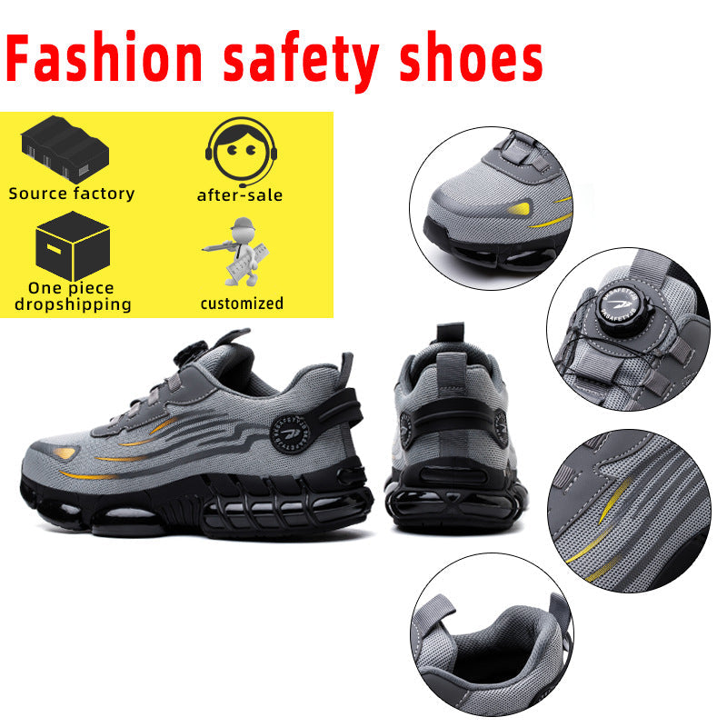 Button on/off no tie wear-resistant shoes anti smashing and anti piercing breathable and safe shoes for summer - Korvel