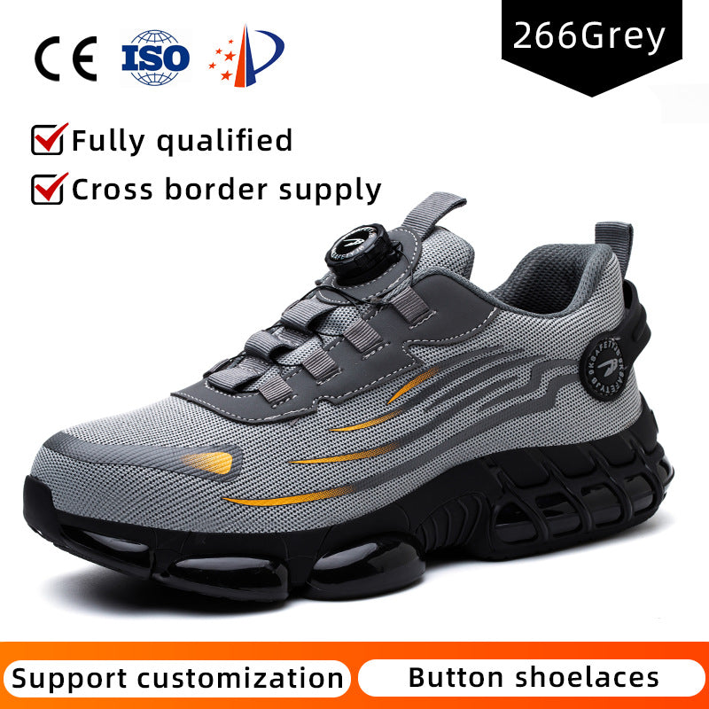 Button on/off no tie wear-resistant shoes anti smashing and anti piercing breathable and safe shoes for summer - Korvel