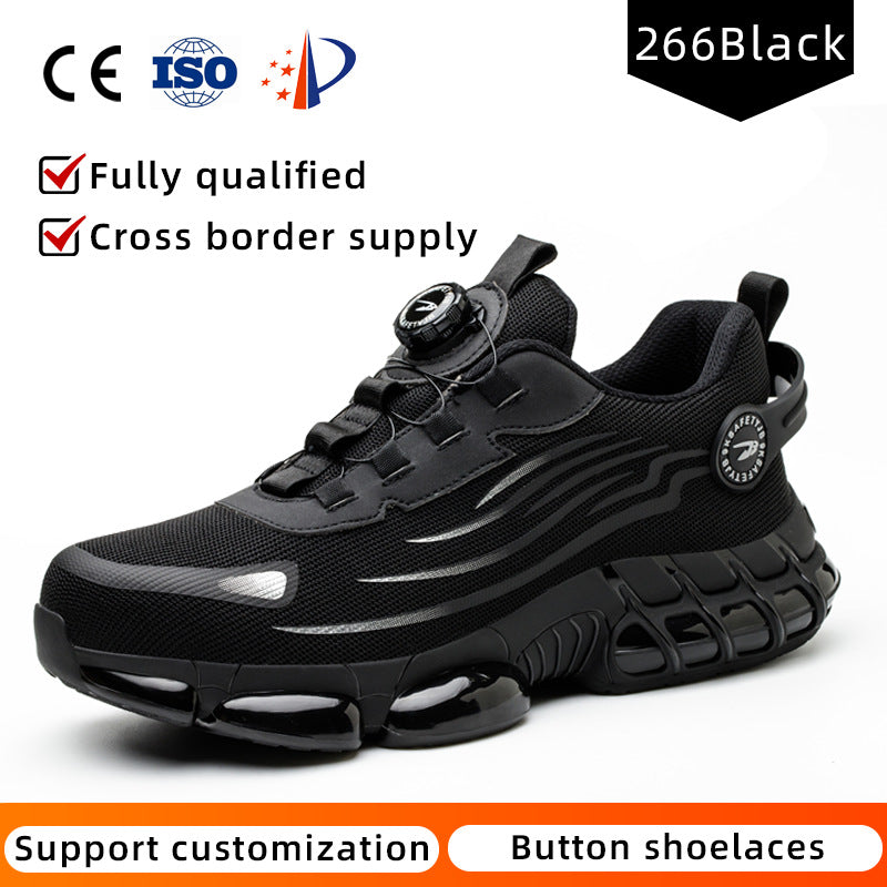 Button on/off no tie wear-resistant shoes anti smashing and anti piercing breathable and safe shoes for summer - Korvel