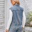 Button Up Cap Sleeve Denim Jacket