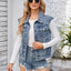 Button Up Cap Sleeve Denim Jacket