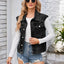 Button Up Cap Sleeve Denim Jacket