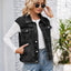 Button Up Cap Sleeve Denim Jacket