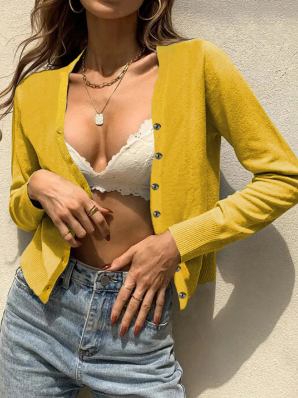 Button Up Long Sleeve Cardigan - Korvel