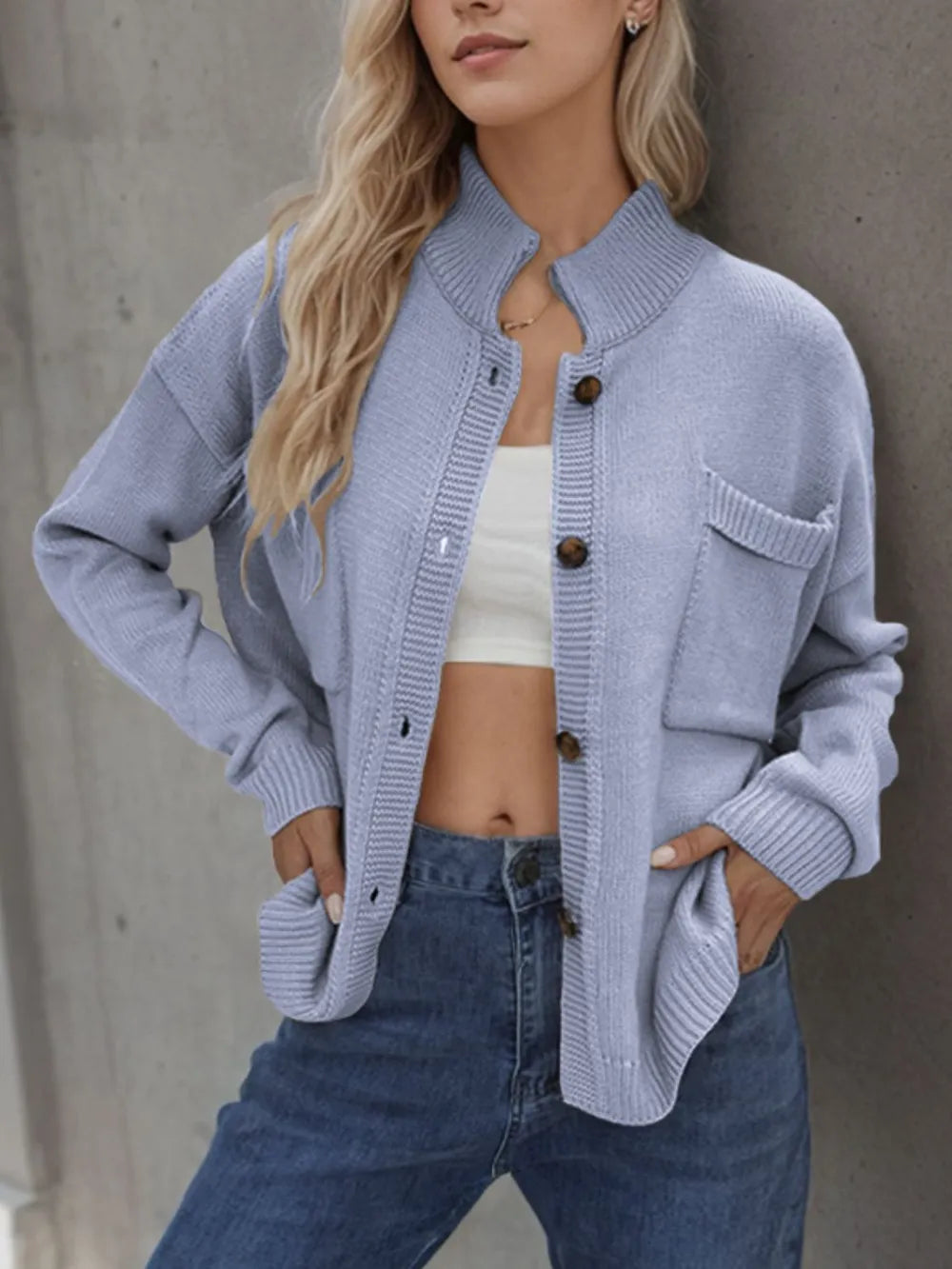 Button Up Long Sleeve Cardigan - Korvel
