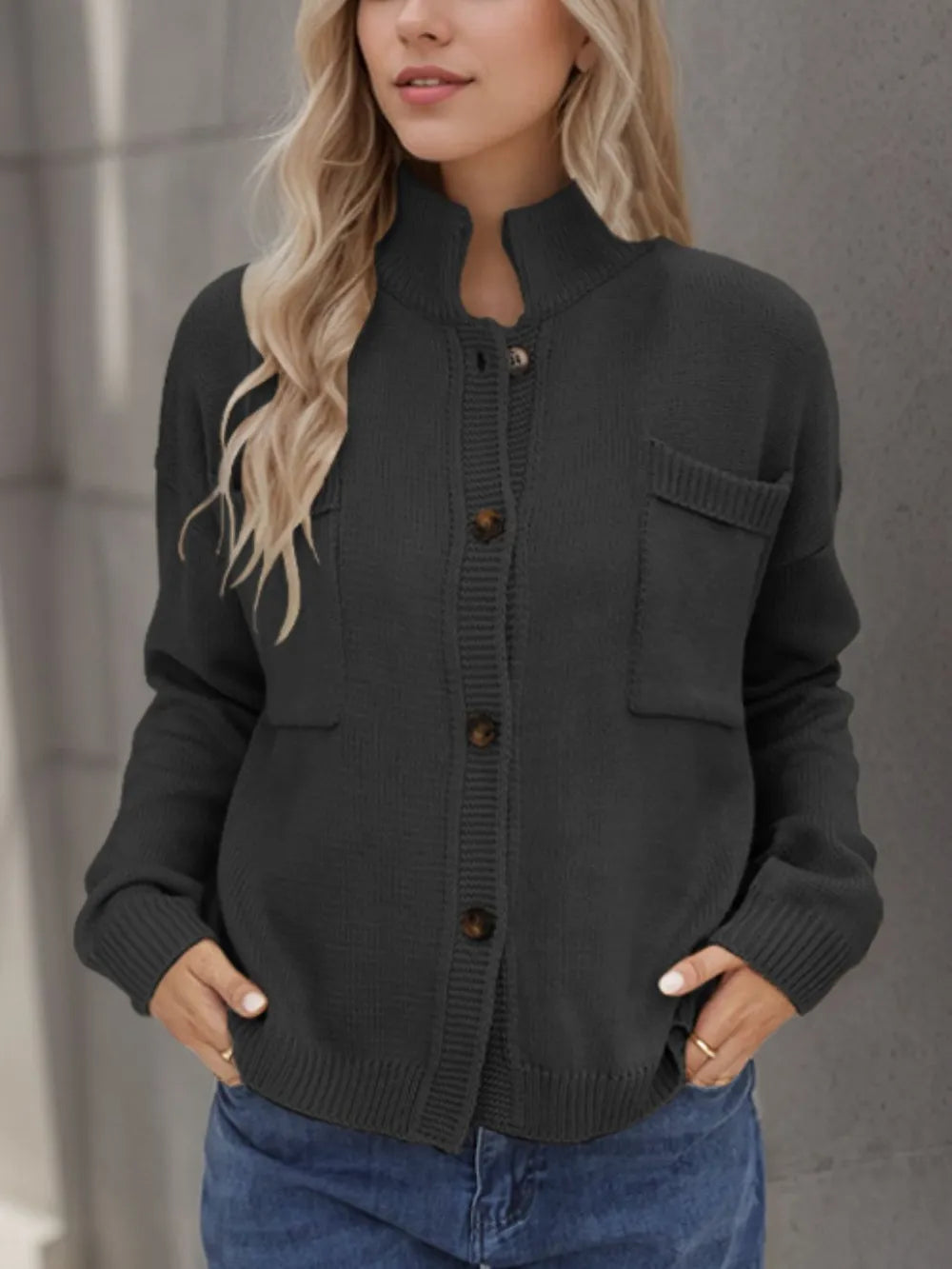 Button Up Long Sleeve Cardigan - Korvel