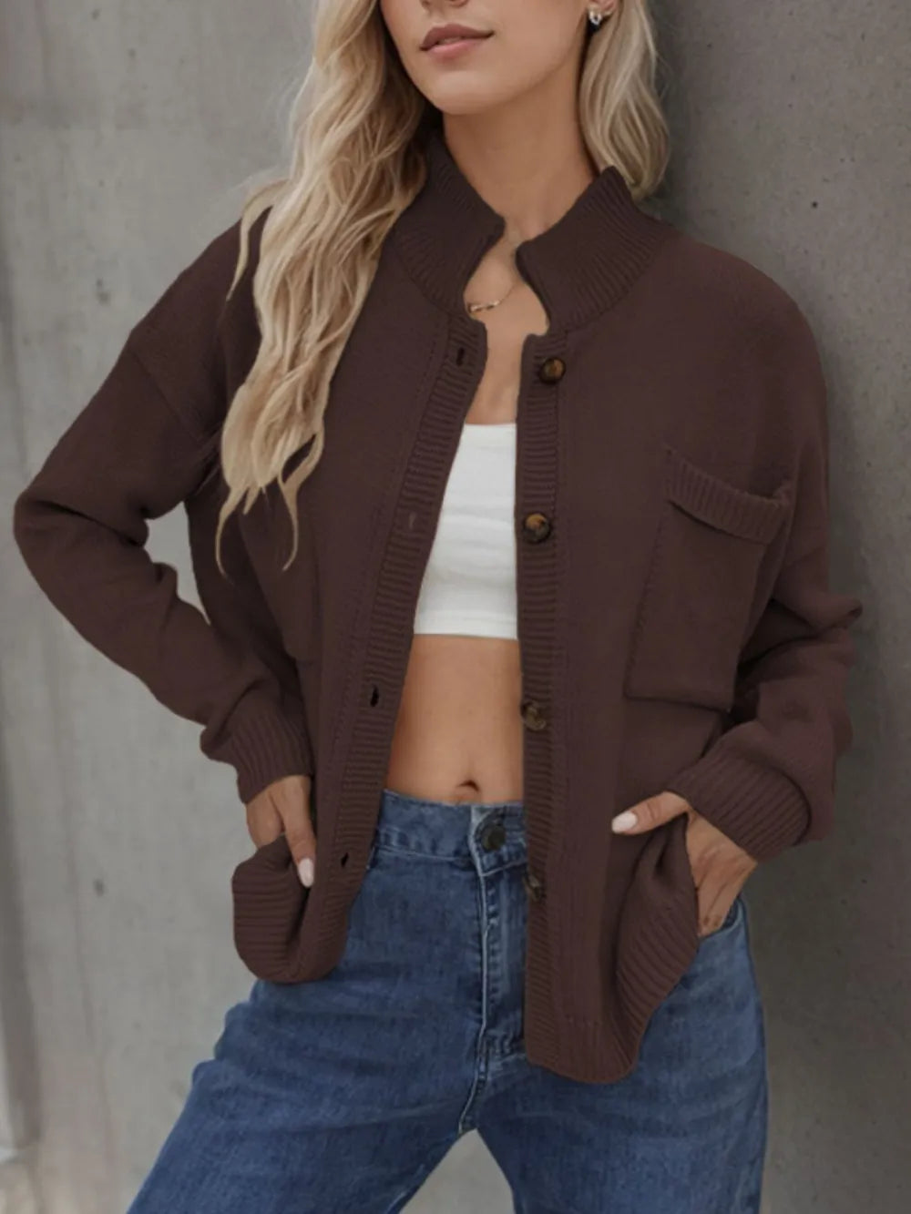 Button Up Long Sleeve Cardigan - Korvel