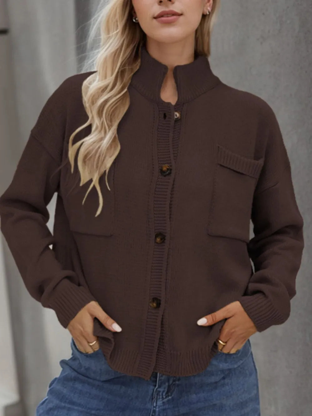 Button Up Long Sleeve Cardigan - Korvel