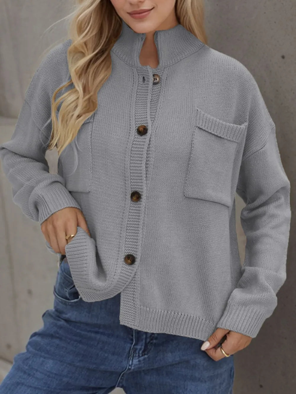 Button Up Long Sleeve Cardigan - Korvel