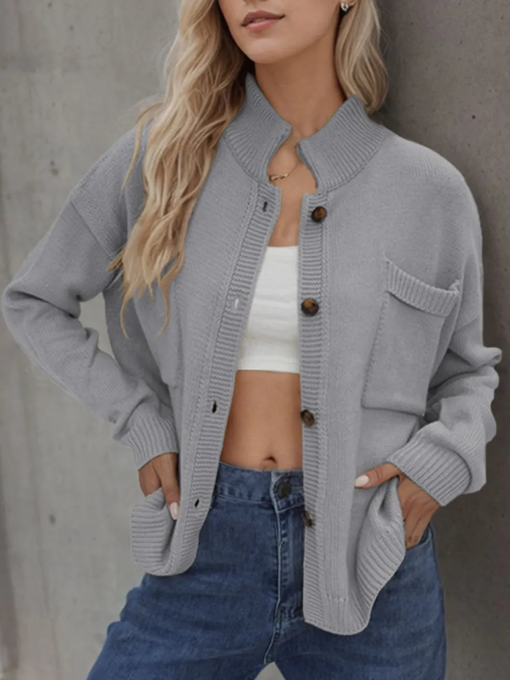 Button Up Long Sleeve Cardigan - Korvel