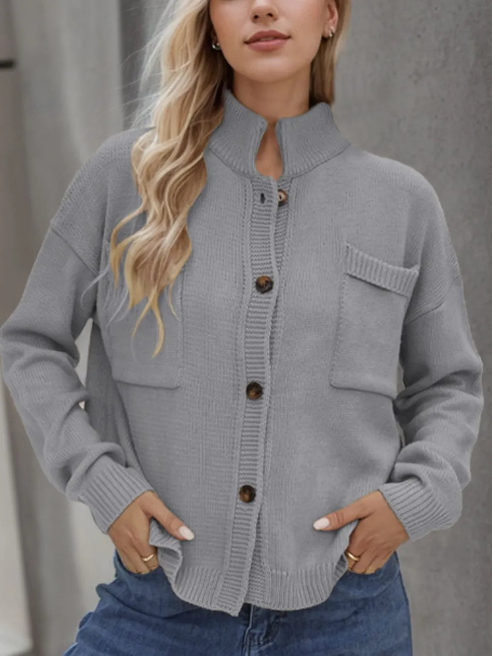 Button Up Long Sleeve Cardigan - Korvel