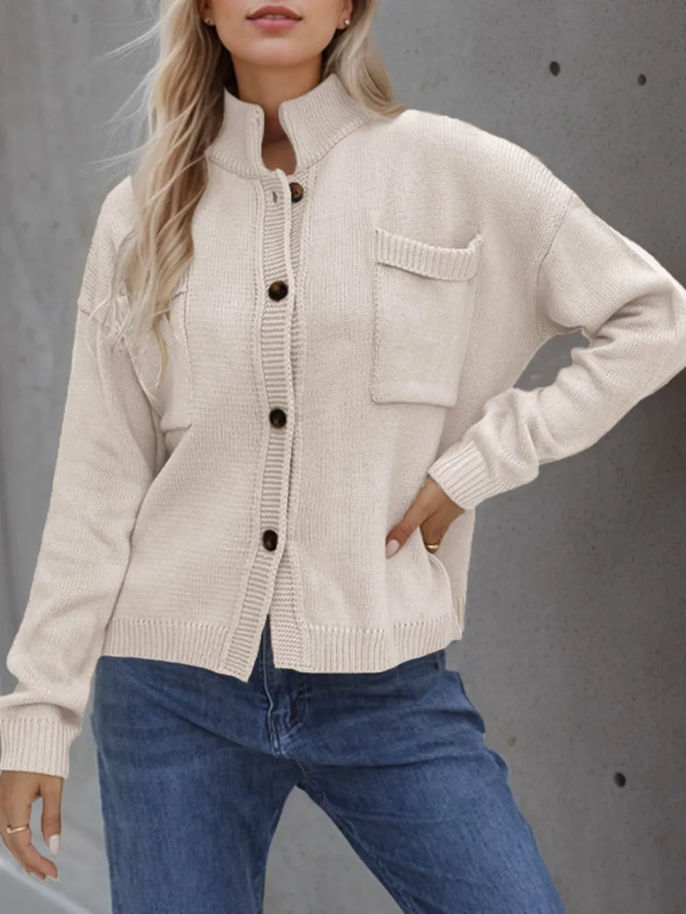 Button Up Long Sleeve Cardigan - Korvel