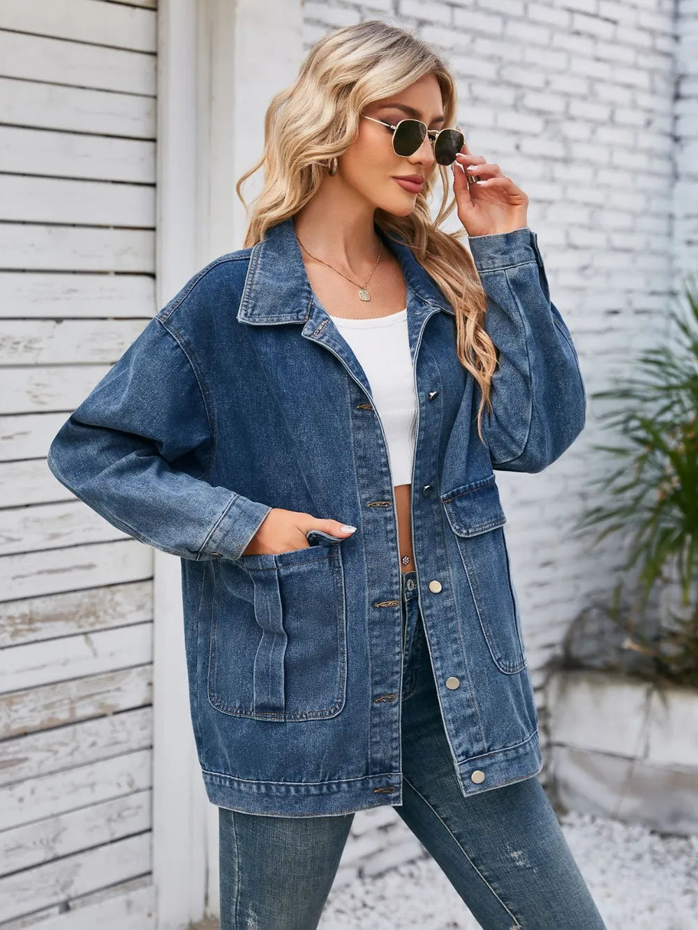 Button Up Long Sleeve Denim Jacket - Korvel